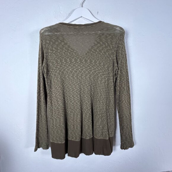 Left of Center Womens Small Olive Green Textured Knit Long Sleeve Top Casual - Picture 2 of 8